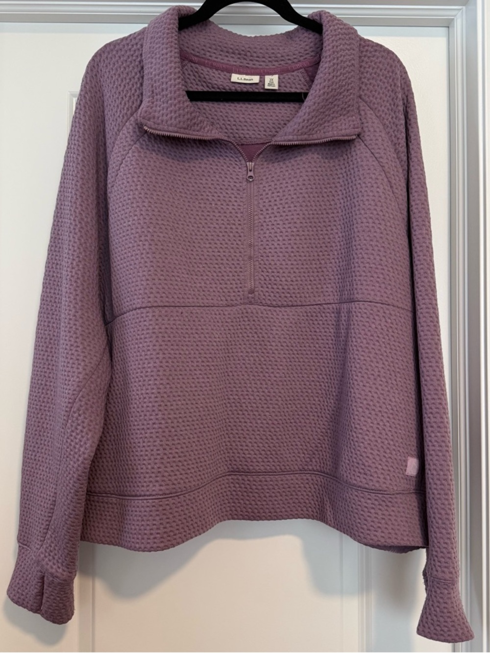 L.L.Bean Lavender Waffle-Knit Half-Zip Pullover
